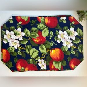 Tobin Home Fashions apple blossom blue/red 100% cotton placemats made in Turkey